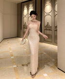 ロングドレス キャバドレス セクシー ベアトップ スパンコール ウエストマーク ショール付き バースデー パーティー JC2-DD3816