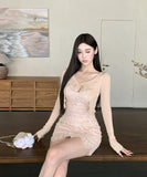 【2点セット】ミニドレス キャバドレス 清楚セクシー レース キャミワンピ ボディコン カーディガン 大人可愛い JC2-XKDD445-2590-Oct10