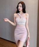 【3色】ミニドレス キャバドレス セクシー ギャル系 バックオープン シャーリング 着痩せ ボディコン 指名 JC2-YM8901