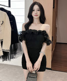 【2色】ミニドレス キャバドレス 背露出 かわいい 谷間魅せ YT2-LQE7708