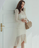 膝丈ドレス キャバドレス 気質 セクシー 着瘦せ レース YT2-ZED886702BH506