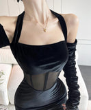 ミニドレス キャバドレス 新作 透け感 着痩せ YT2-LQE226H349