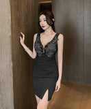 【2色】ミニドレス キャバドレス 新作 セクシー レース YT2-YM8749