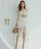 膝丈ドレス キャバドレス 気質 セクシー 着瘦せ レース YT2-ZED886702BH506