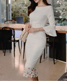 膝丈ドレス レース 着痩せ 高見え セクシー YT2-ZED881741BH506