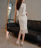 膝丈ドレス レース 着痩せ 高見え セクシー YT2-ZED881741BH506