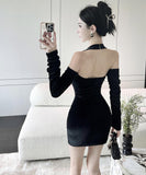 ミニドレス キャバドレス 新作 透け感 着痩せ YT2-LQE226H349