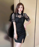 【新色追加】高見え かわいい レース 肌見せ 夏限定 人気 ミニドレス キャバドレス MY2040-MLS7254