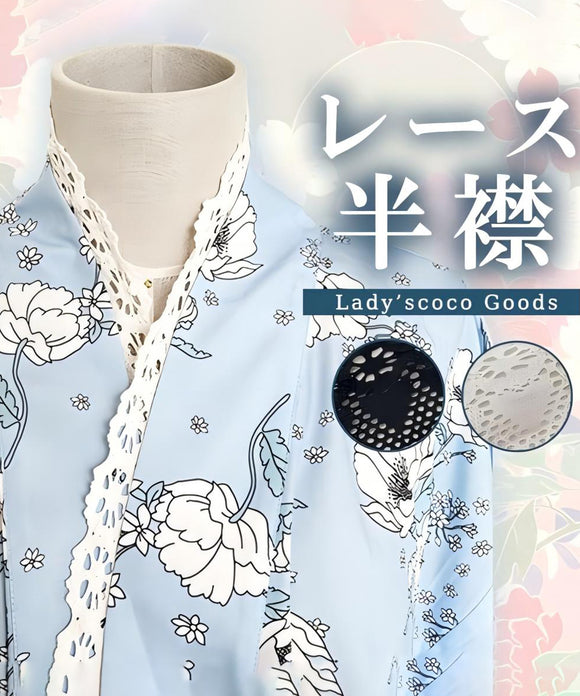 【日本即日発送】半衿 レース 重ね衿 重ね襟 和装 成人式 卒業式 振袖 袴 着物 前撮り 白 黒 通年用 おしゃれ