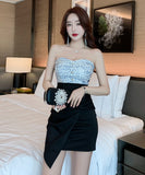 ミニドレス キャバドレス 新作 かわいい ノーショルダー MY2-LQE-5937GT536