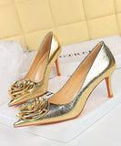 【10cm/7cmヒール】ハイヒール パンプス キラキラ 花 立体感 高見え パーティー 3色 MY5-DS-3391-AH56