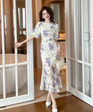 【手作り】ロングドレス かわいい 花柄 新作 ゴージャス 高見え MY2-JY30110