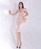 ドレス ひざ丈ドレス かわいい ピンク 新作 淑やか 結婚式 宴会 MY2-ZED88218A71