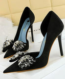 【ヒール10.5CM/7.5CM】ハイヒール パンプス 高見え 新作 ゴージャス ピカピカ リボン MY5-6168-H3