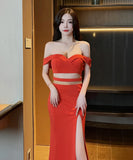 ロングドレス パーティー ドレス 新作 3色 オフショルダー セクシー MY2-YM9142