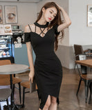 ミニドレス キャバドレス 新作 谷間魅せ 透け感 同伴 二次会 MY2-YQ-7025