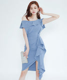 ひざ丈ドレス ドレス 新作 2色 ゴージャス 同伴 二次会宴会 MY2-ZED888010BH506