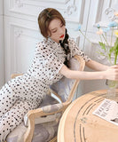 【上下セット】ワイドパンツ 新作 トッド柄 かわいい 透け感 夏 柔らかい 涼しい MY2-JY4790