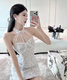 ミニドレス キャバドレス 新作 レース 透け感 かわいい MY2-LQE-5375H449