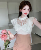 ミニドレス 高見え 新作 かわいい レース フリル 肌見せ MY2-HYL-X1898