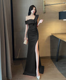 ロングドレス パーティードレス 新作 フリル ワンショルダー MY2-YM9152