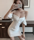 ミニドレス キャバドレス 新作 かわいい 谷間魅せ オフショルダー 着瘦せ MY2-LQE-3091H427