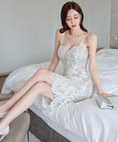 ひざ丈ドレス 新作 レース セクシー 谷間魅せ かわいい 指名 目線ゲット MY2-ZED887939E49