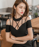 ミニドレス キャバドレス 新作 谷間魅せ 透け感 同伴 二次会 MY2-YQ-7025