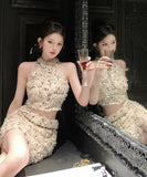 【上下セット】新作 ミニドレス かわいい キラキラ 今年限定 MY2-LE-W1931