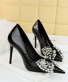 【4色】ハイヒール パンプス パーティー 宴会 リボン ピカピカ かわいい MY5-3391-H9