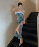 4色 ロングドレス かわいい 新作 セクシー パーティー ドレス MY2-LQE7721