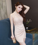 ミニドレス キャバドレス 新作 刺繡 透け感 セクシー 脚長効果 MY2-GDL-G343