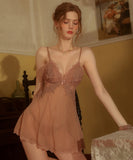 4色 パジャマ ルームウェア ランジェリー 新作 透け感 背露出 MY8-GR1899