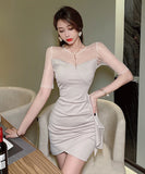 ミニドレス キャバドレス 新作 フリル かわいい 透け感 MY2-LQE274