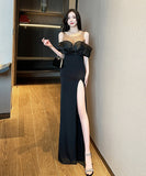 ロングドレス パーティー ドレス 新作 フリル ゴージャス 結婚式 宴会 MY2-YM9145