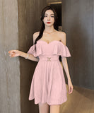 【4色】新作 ミニドレス Aライン かわいい フリル 着瘦せMY2-YM8747