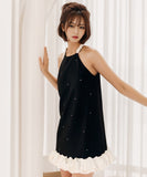 ミニドレス 新作 かわいい フリル キラキラ 高級感 MY2-CZ-L4080