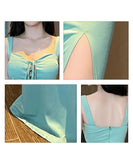 ロングドレス 谷間魅せ セクシー 3色 脚長効果 MY2-YM9146