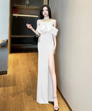 ロングドレス パーティー ドレス 新作 フリル ゴージャス 結婚式 宴会 MY2-YM9145