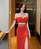 ロングドレス パーティー ドレス 新作 3色 オフショルダー セクシー MY2-YM9142