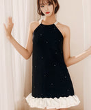 ミニドレス 新作 かわいい フリル キラキラ 高級感 MY2-CZ-L4080