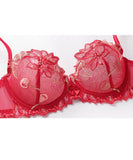 【4色】上下セット ランジェリー ブラ 下着 刺繡 レース 高級感 MY8-SMX9208