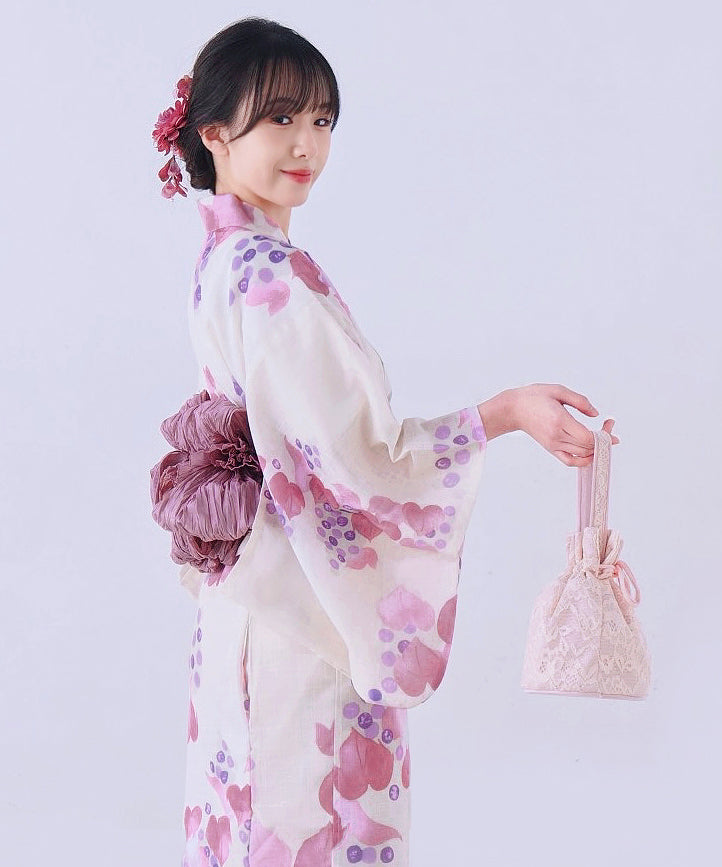 【日本翌日発送】新作浴衣【紫雲の葡萄×梅鼠】 セパレート 二部式 浴衣 上下セット 巻きタイプ 兵児帯 大人 レディース YKT-25E026