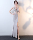 ロングドレス 美足効果 刺繡 透明感 Vネックラ  キラキゴージャス 高級感 二次会 披露宴XH2-HX193