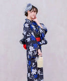 【日本翌日発送】新作浴衣【月影の百合×茜】 セパレート 二部式 浴衣 上下セット 巻きタイプ 兵児帯 大人 レディース YKT-EBS-004
