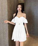 【4色】新作 ミニドレス Aライン かわいい フリル 着瘦せMY2-YM8747