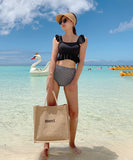 ビキニ 水着 レディース 体型カバー オフショル 可愛い 2点セット ハイウエスト XY-DP-A19302