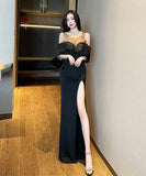 ロングドレス パーティー ドレス 新作 フリル ゴージャス 結婚式 宴会 MY2-YM9145