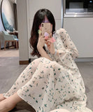 サマードレス ロングドレス 花柄 かわいい 涼しい 通気性抜群 MY2-XSD-833WP