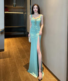 ロングドレス 谷間魅せ セクシー 3色 脚長効果 MY2-YM9146